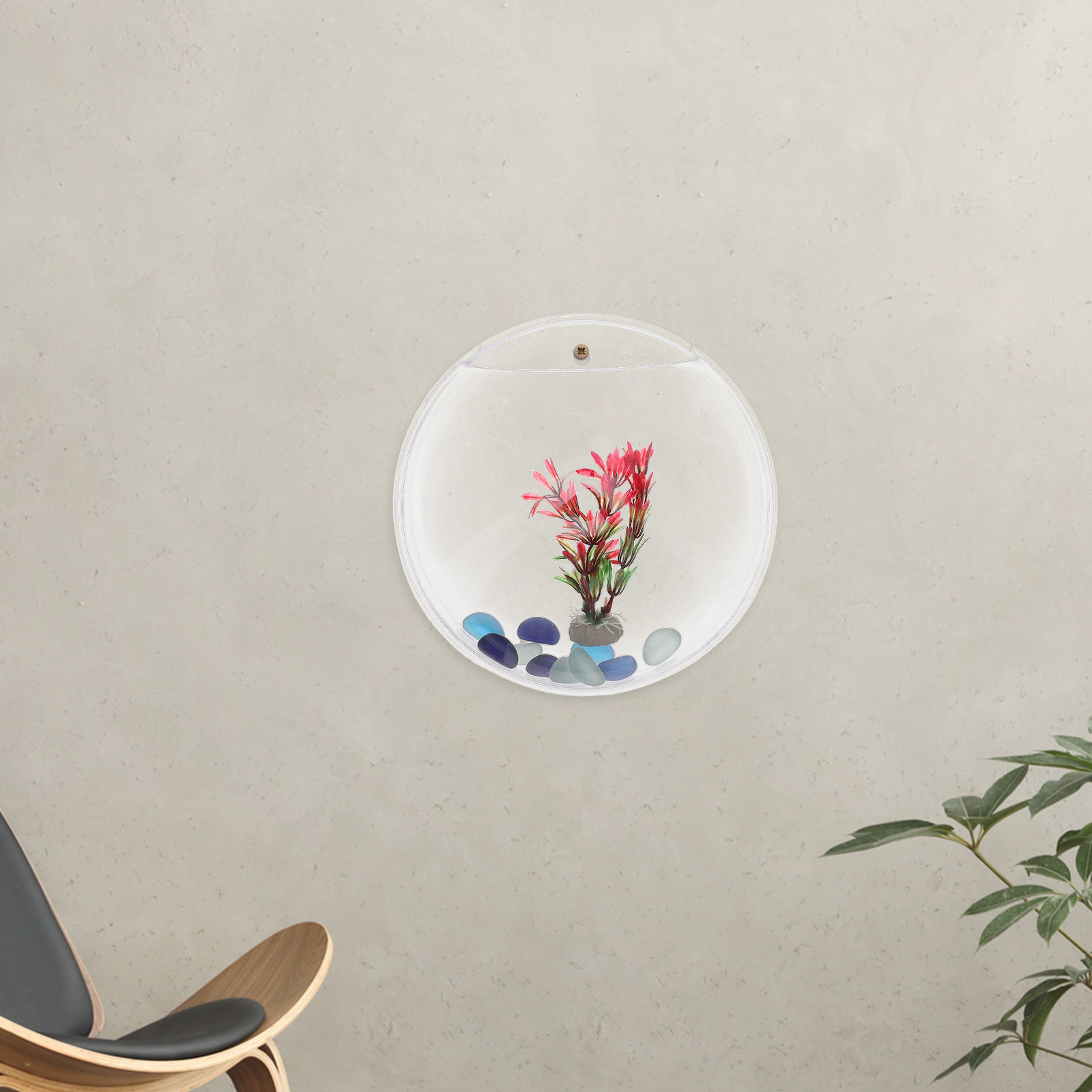 Aquarium Fish Tank - 1Set Wall-Mounted Fish Tank 23Cm Diameter