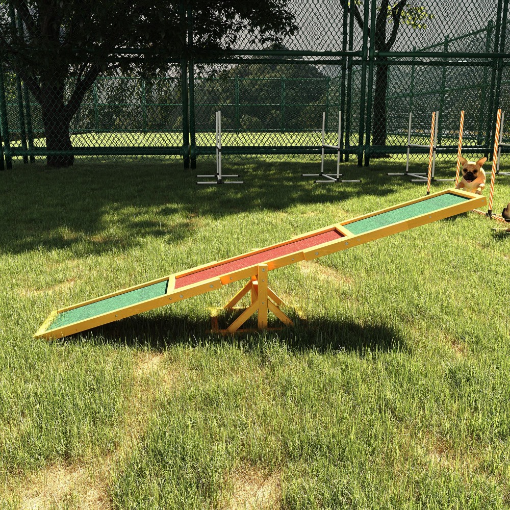 Pet X Supplies & Tack Howell Photos - PawHut Wooden Dog Agility Seesaw for
