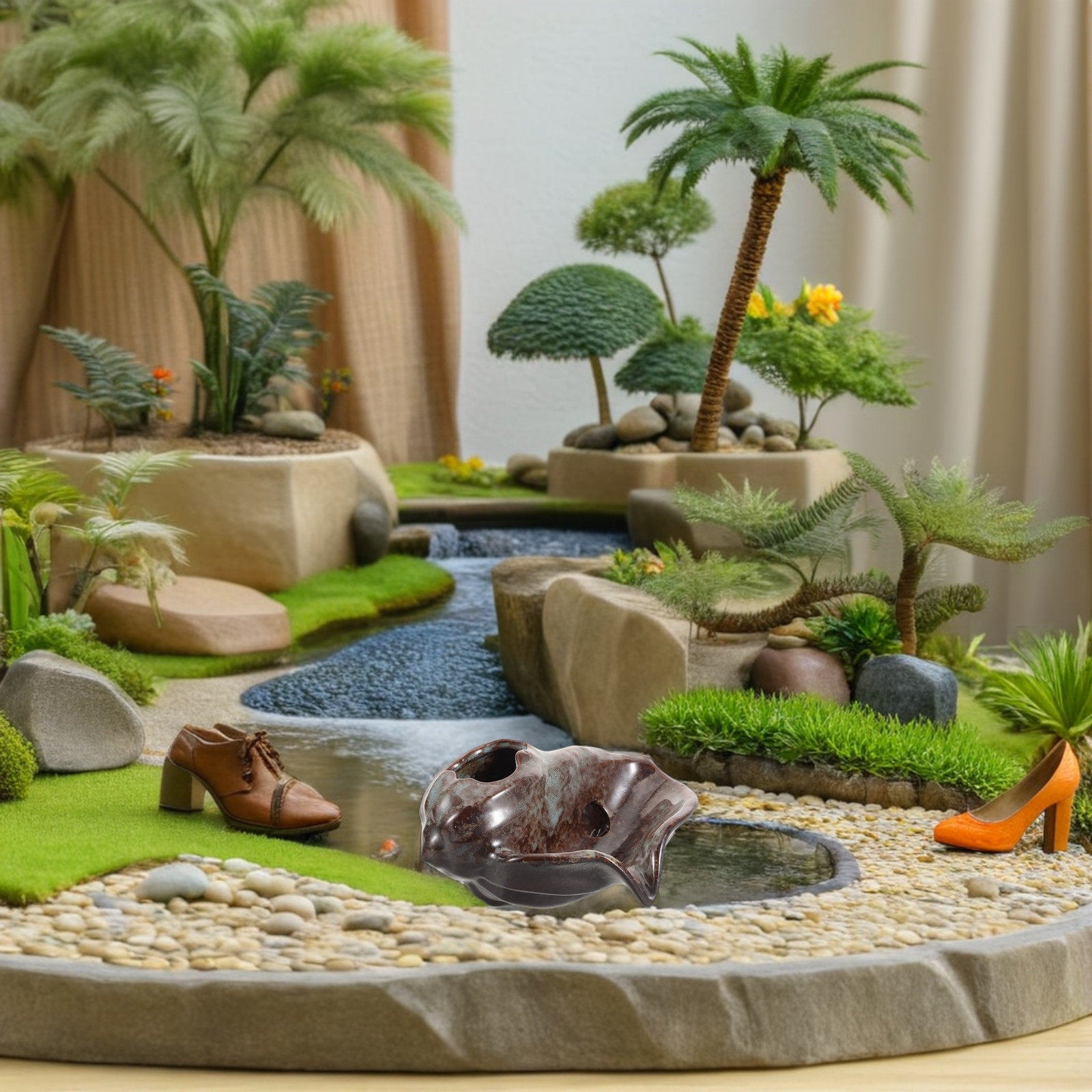 Ceramic Jar Fountain Waterfall - Aquarium Fish Tank ulasan dan harga